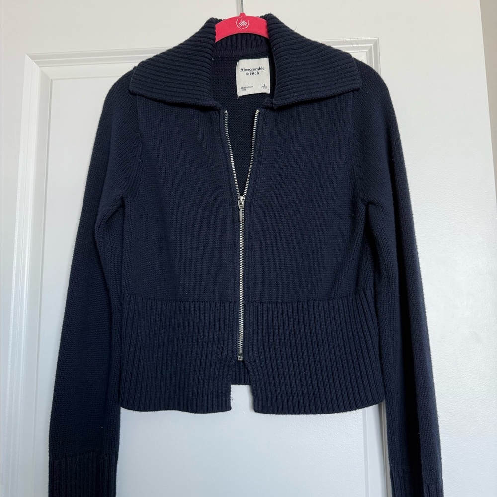 A&F Navy Blue Zip-Up Sweater